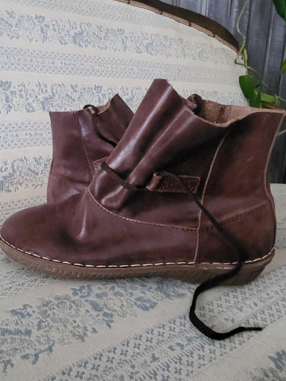 Brown Genuine Leather Barefoot Ankle Boots Slouchy Flat 8